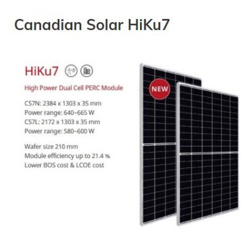 Noisy murderer Cut off Solar panel 655W mono, half cell, Canadian Solar HiKu7